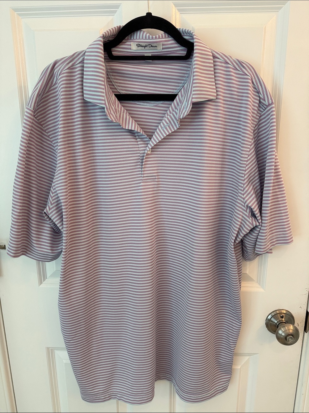 Striped Lavender Short-Sleeve Polo by Straight Down